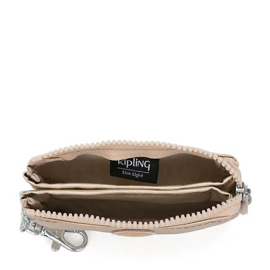 Kipling Creativity Mini Metallic Pouch Keychain Taske Guld Beige | DK 2100RV